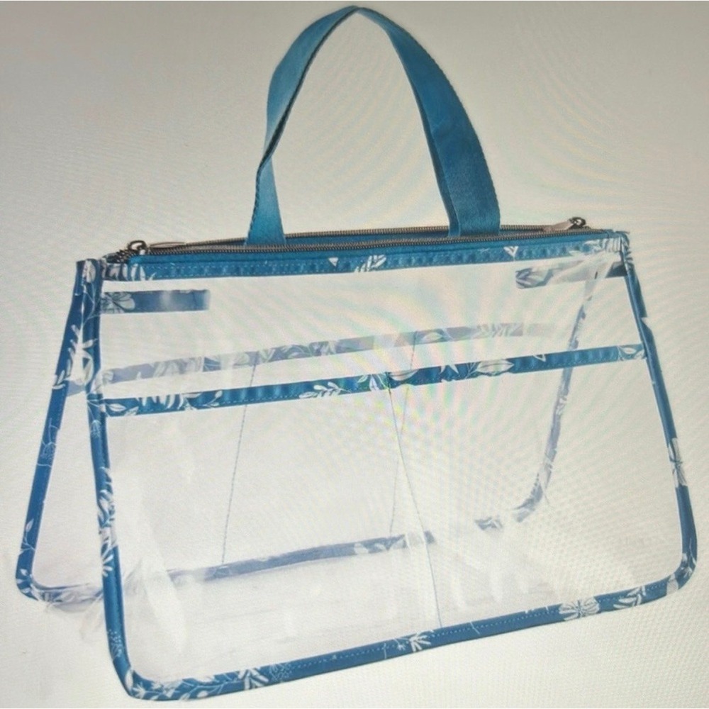 NWT Lug Catcher Clearview Cosmetic Tote Flourish Blue Floral Travel Bag - Picture 2 of 8